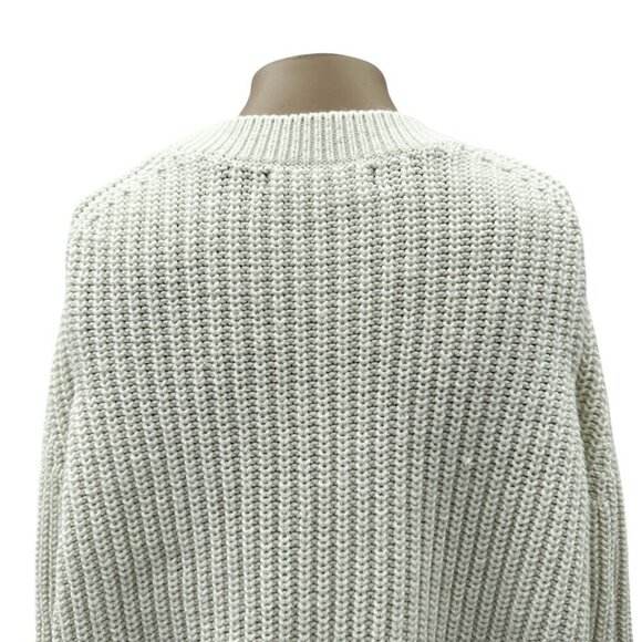 Banana Republic Chunky Knit Long Sleeve Sweater Boxy Pullover‎ Top White Women M - Picture 5 of 11